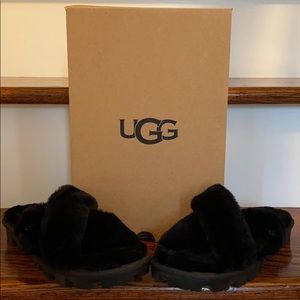 Brand new UGG black plush slippers